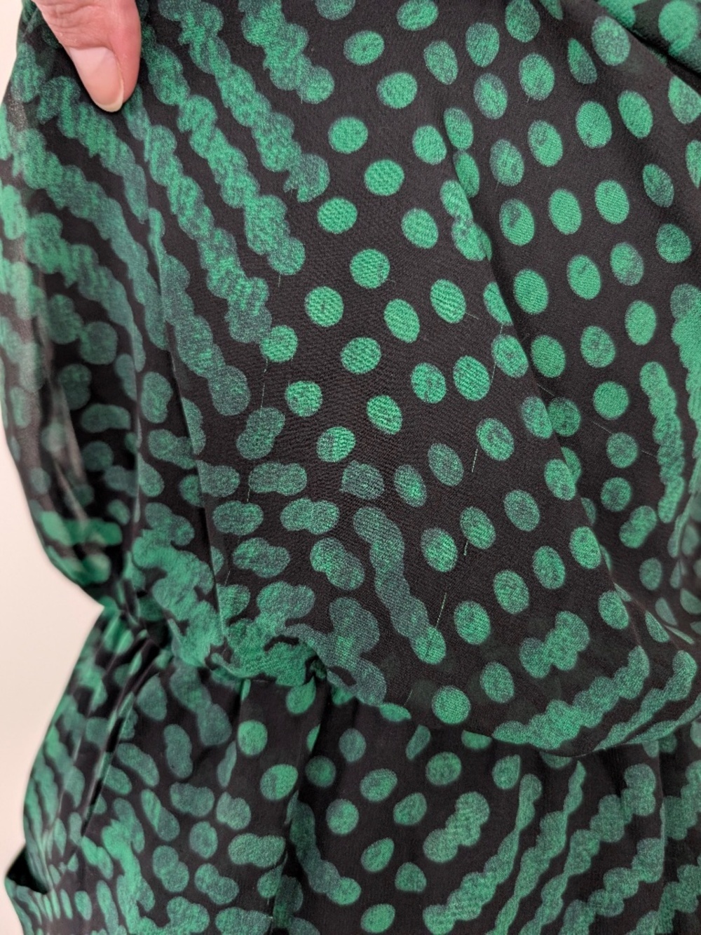 Theory Jaylyn Blurred Green Mini Dress Drop Waist Draped Size 2 - Picture 11 of 13